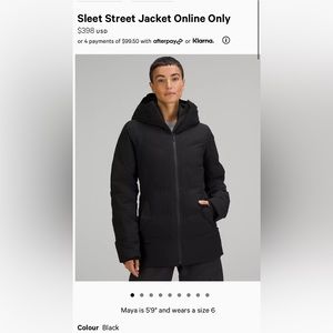 Lululemon Sleet Street Jacket size 6